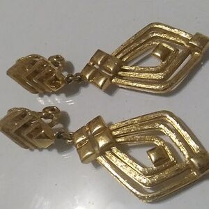 Vintage Monet Signed Clip-On Dangle Earrings
